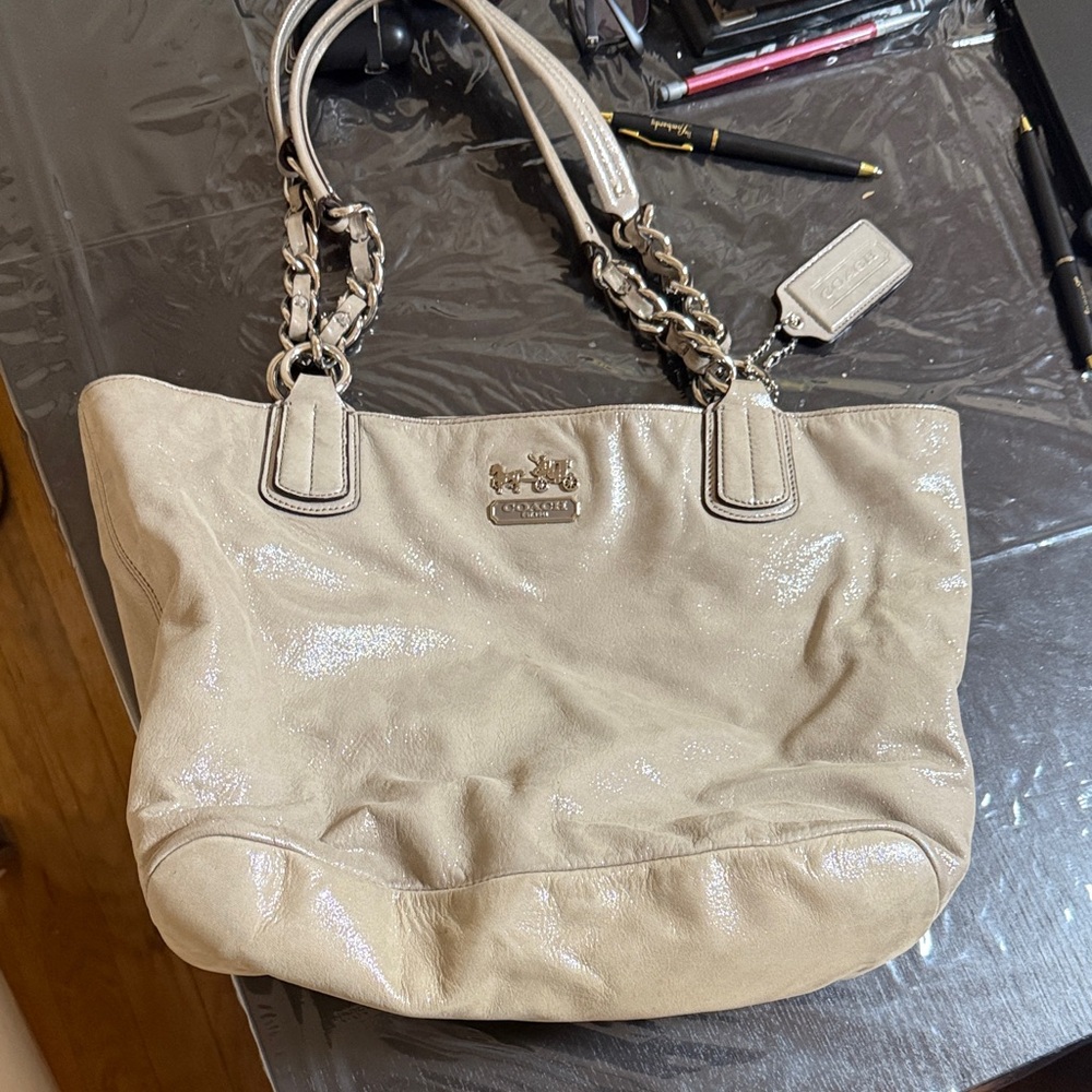 Coach Shimmering Grey Shoulder Bag